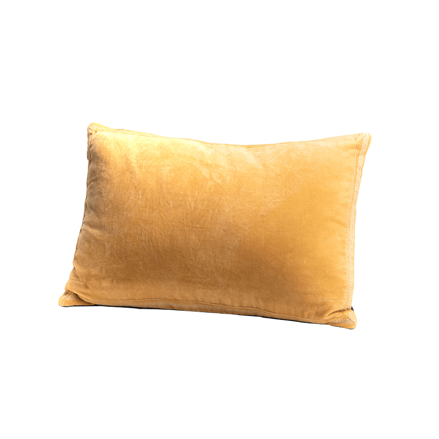 Coussin en velours 40x60 cm - Moutarde et Gris | Deco-Delight.com