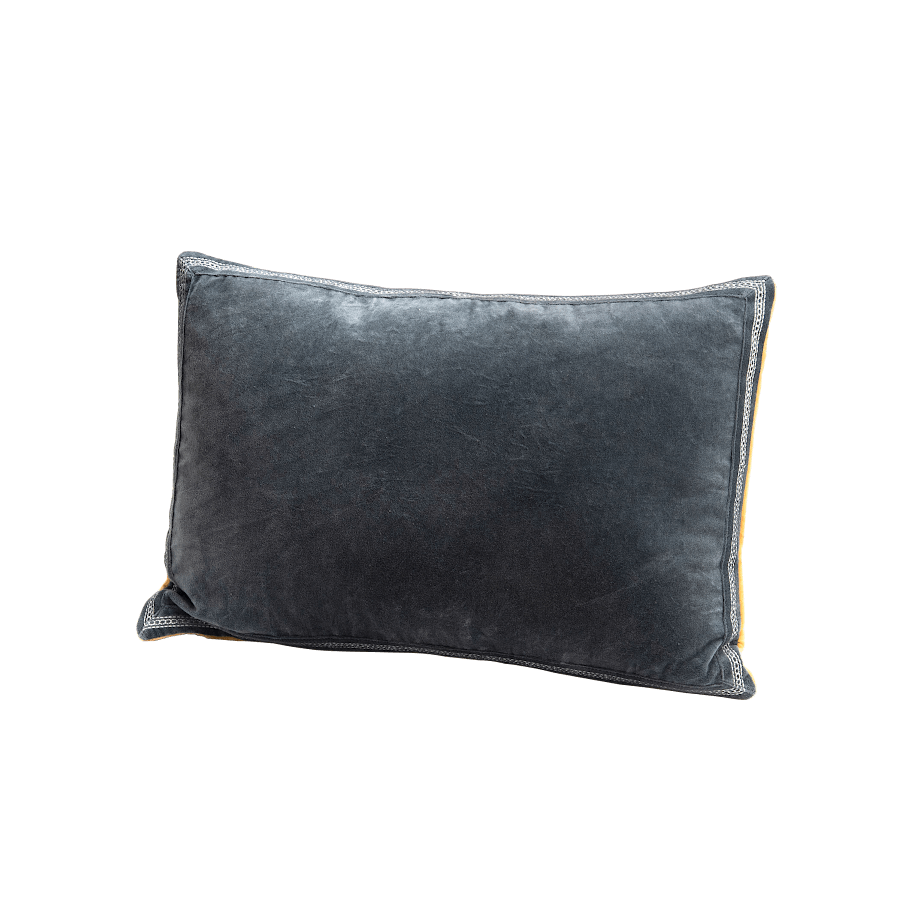 Coussin en velours 40x60 cm - Moutarde et Gris | Deco-Delight.com