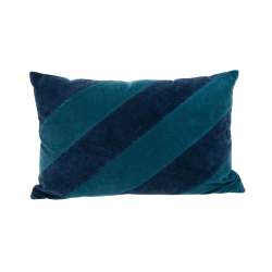 Coussin en velours 40x60 cm à bandes bleues | Deco-Delight.com
