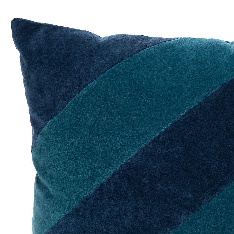 Coussin en velours 40x60 cm à bandes bleues | Deco-Delight.com