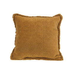 Coussin à franges en velours camel 45x45 cm | Deco-Delight.com