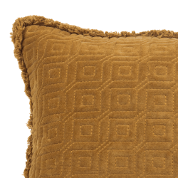 Coussin à franges en velours camel 45x45 cm | Deco-Delight.com