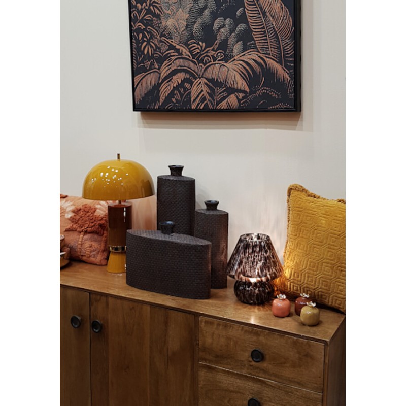 Coussin à franges en velours camel 45x45 cm | Deco-Delight.com