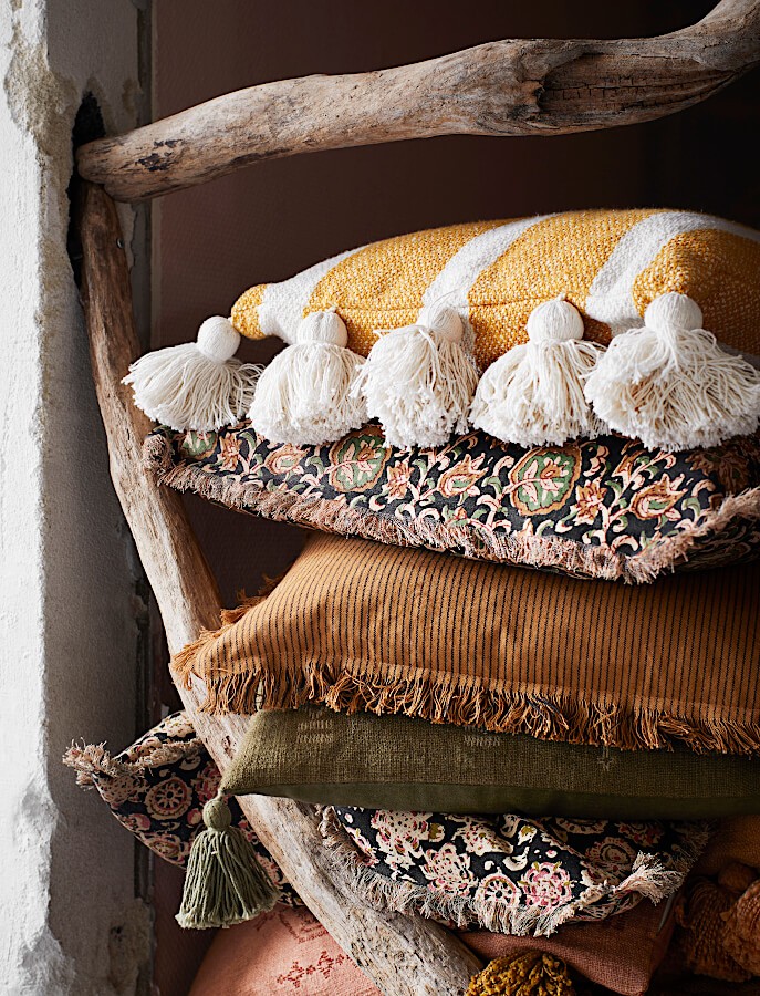 Housse de coussin Camel 50x50 cm à Rayures | Deco-Delight.com