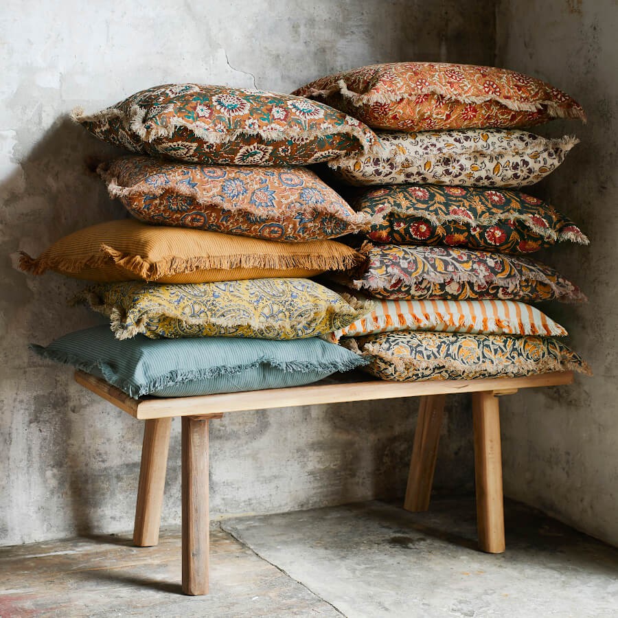 Housse de coussin Camel 50x50 cm à Rayures | Deco-Delight.com