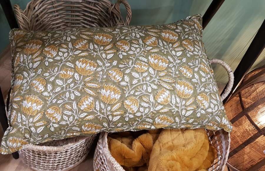 Coussin 40x60 cm -  Bohème Vert Olive et Ocre | Deco-Delight.com