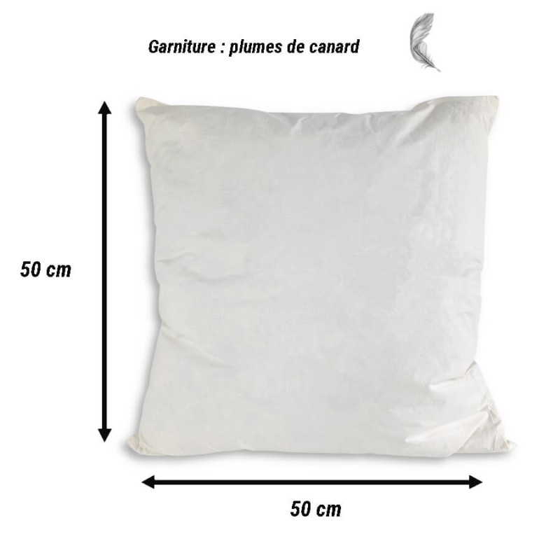 Coussin en Coton - Garnissage Plumes de Canard - 50x50 cm
