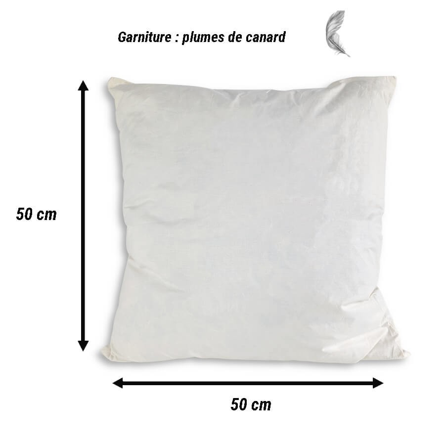 Coussin en Coton - Garnissage Plumes de Canard - 50x50 cm