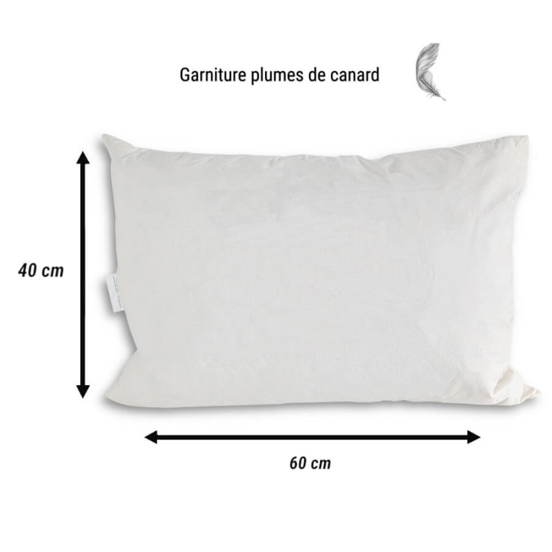 Coussin de garnissage en plumes de canard, dimensions 40 x 60 cm.