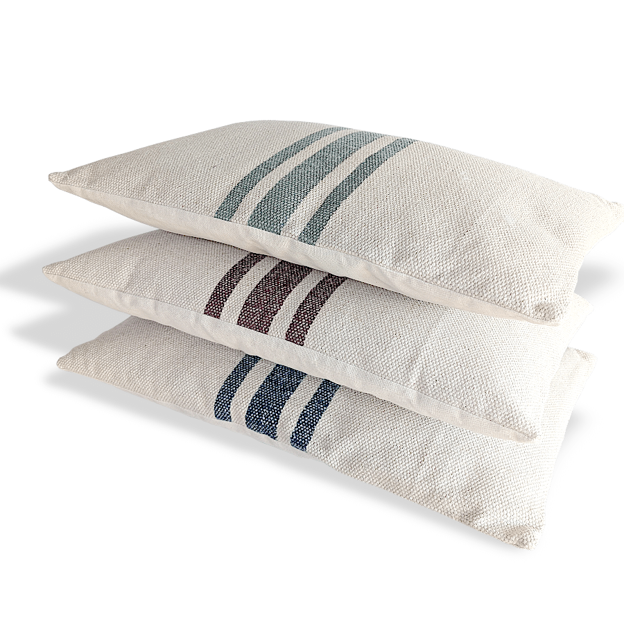 Coussin en coton écru à rayures colorées 40x60 cm | Deco-Delight.com