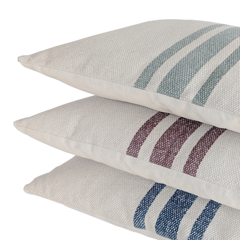 Coussin en coton écru à rayures colorées 40x60 cm | Deco-Delight.com