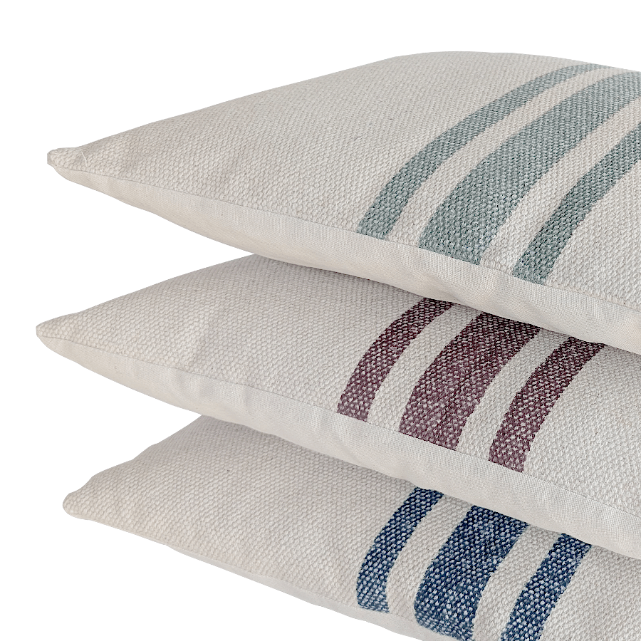 Coussin en coton écru à rayures colorées 40x60 cm | Deco-Delight.com
