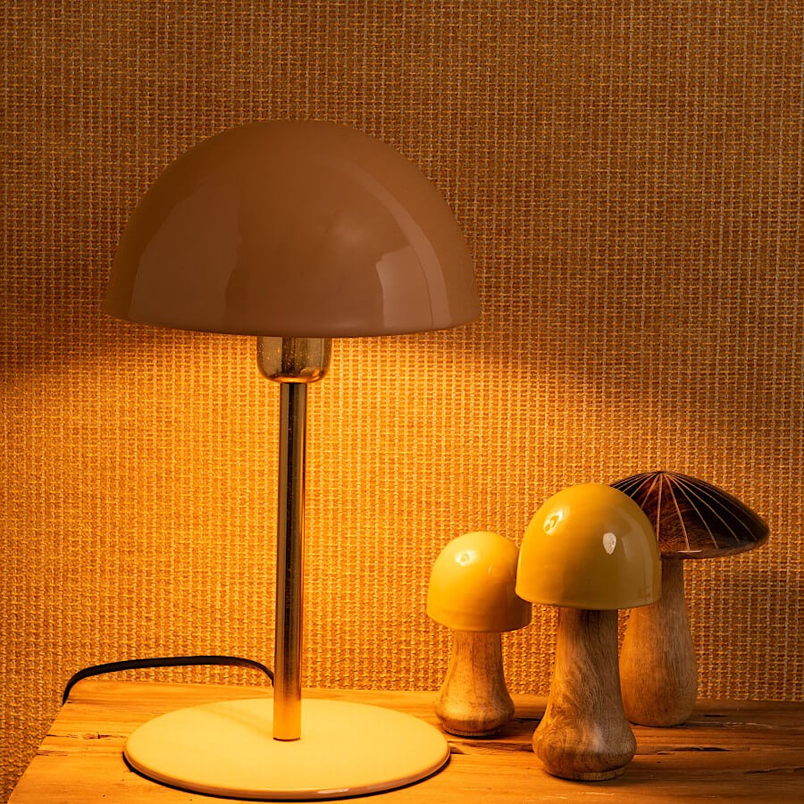 Lampe à poser en métal pêche nougat et doré, H36cm
