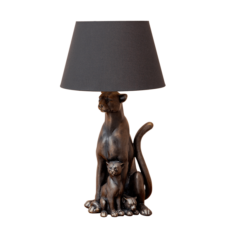 Lampe Panthère noire et ses petits couleur bronze H66,5 cm
