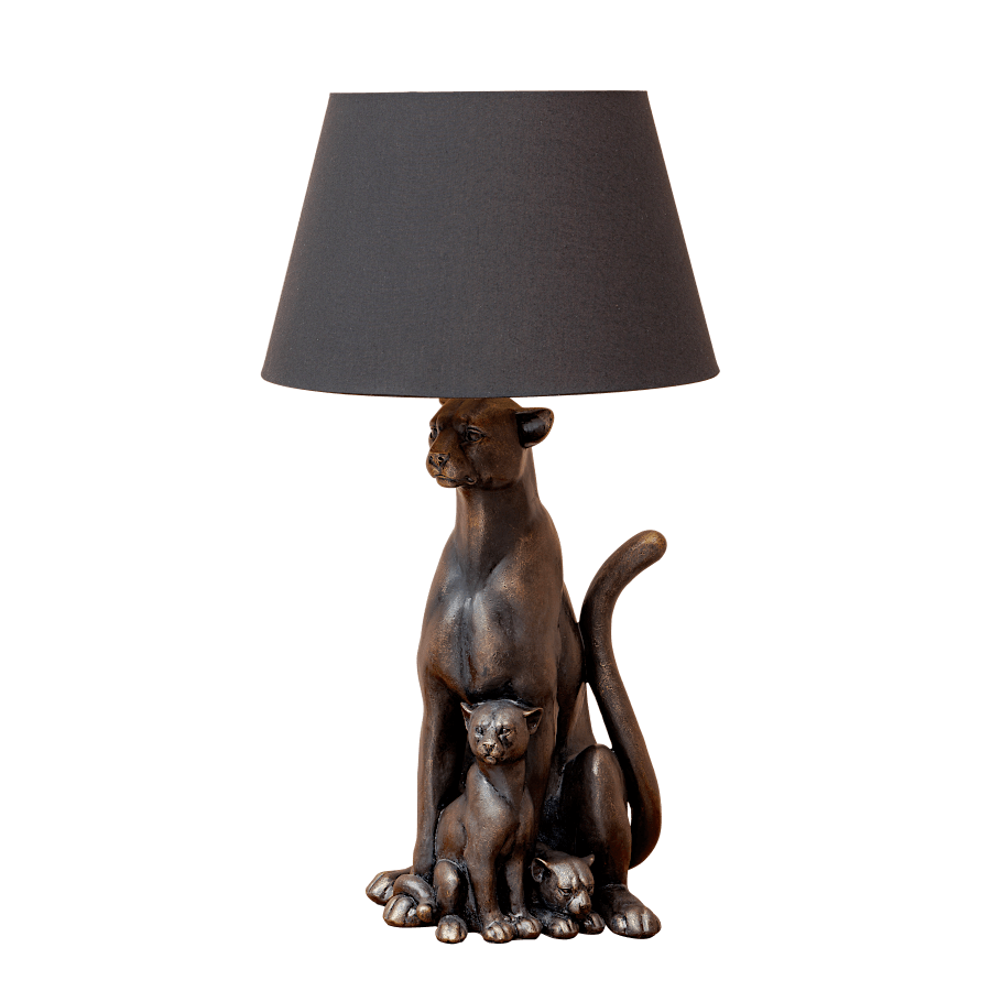 Lampe Panthère noire et ses petits couleur bronze H66,5 cm