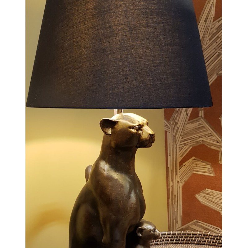 Lampe Panthère noire et ses petits couleur bronze H66,5 cm