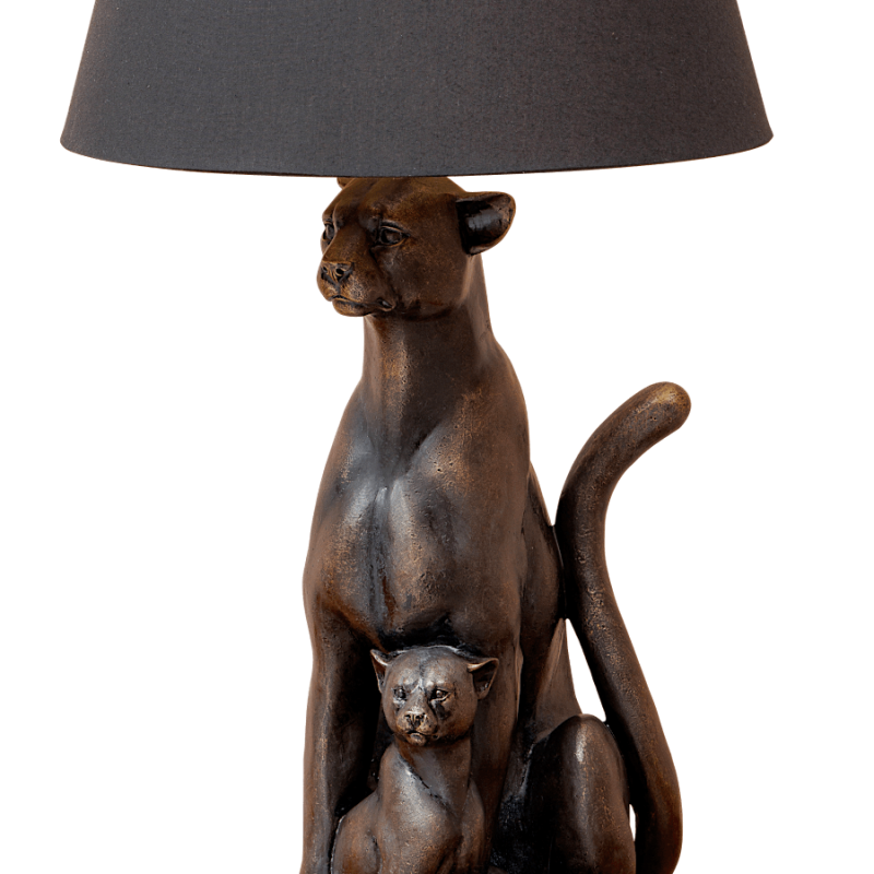Lampe Panthère noire et ses petits couleur bronze H66,5 cm