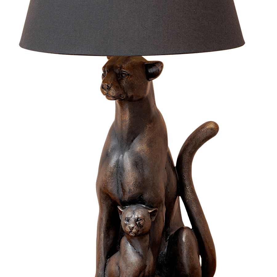 Lampe Panthère noire et ses petits couleur bronze H66,5 cm
