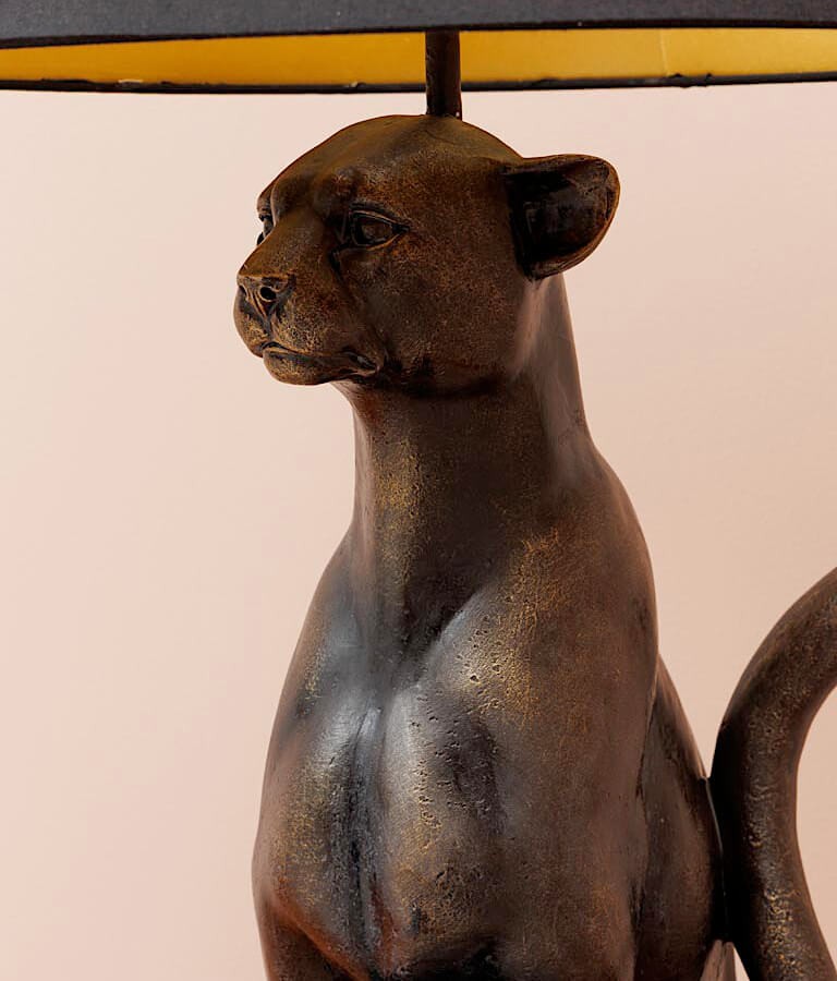 Lampe Panthère noire et ses petits couleur bronze H66,5 cm