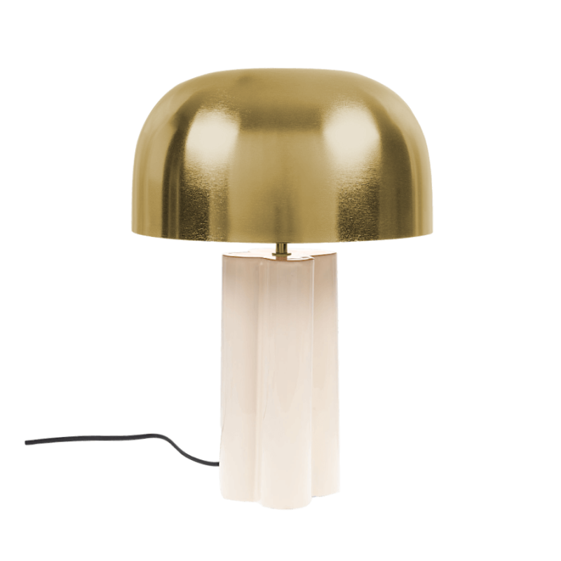 Lampe de table métal doré et base crème H46cm