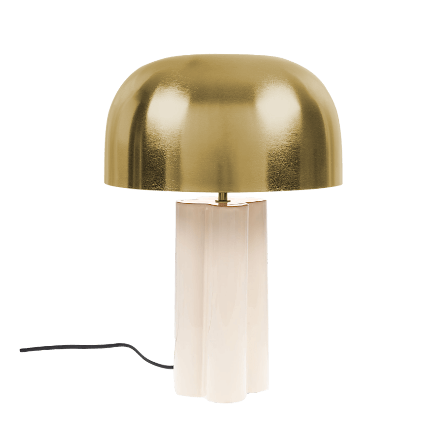 Lampe de table métal doré et base crème H46cm