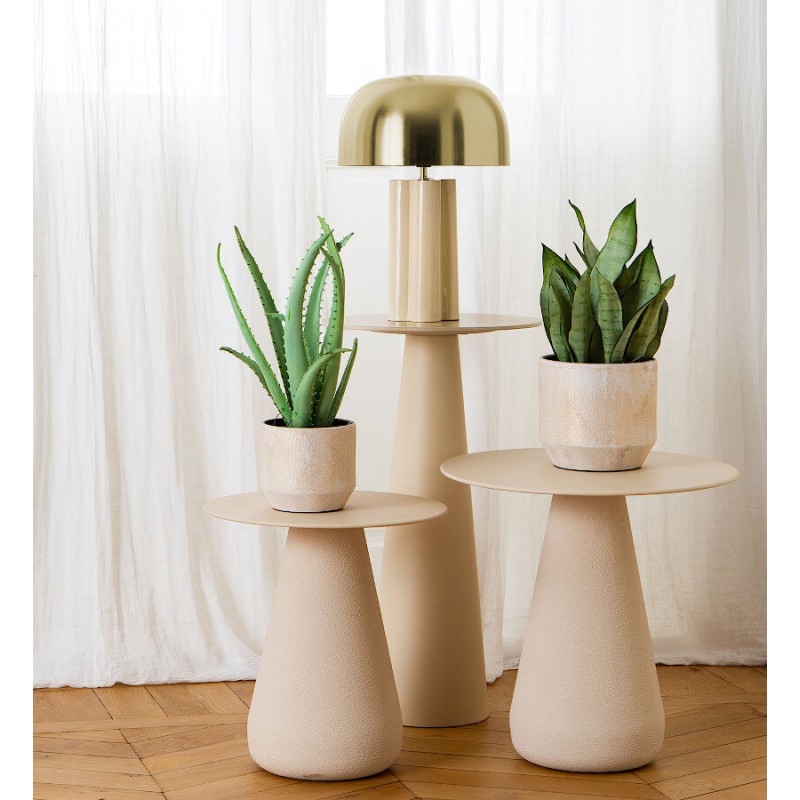 Lampe de table métal doré et base crème H46cm