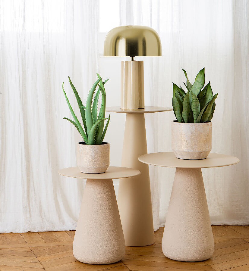 Lampe de table métal doré et base crème H46cm