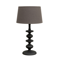 Lampe à poser en aluminium noir mat et lin – H54,5 cm