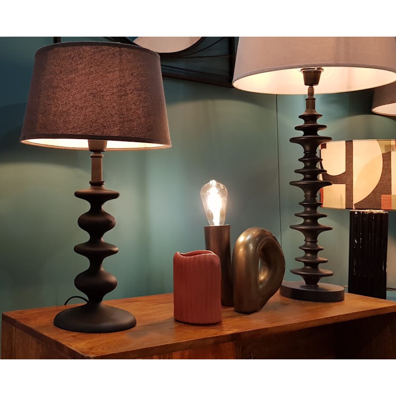 Lampe à poser en aluminium noir mat et lin – H54,5 cm | Deco-Delight.com