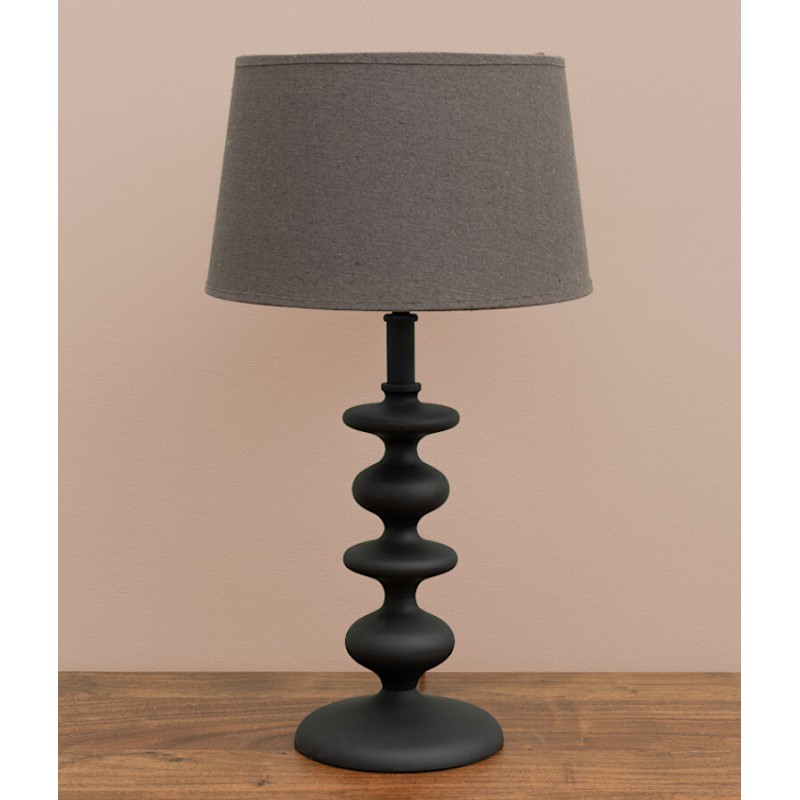 Lampe à poser en aluminium noir mat et lin – H54,5 cm | Deco-Delight.com