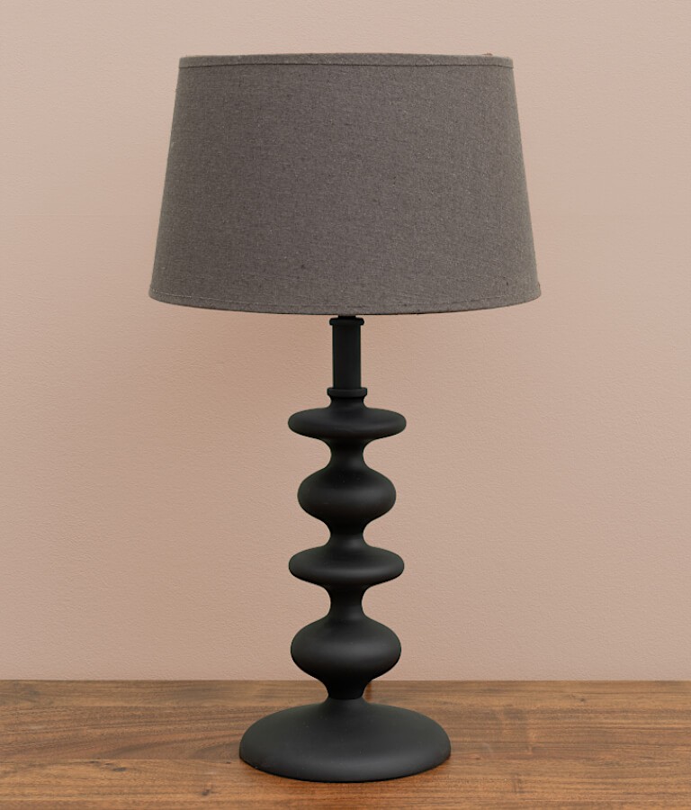 Lampe à poser en aluminium noir mat et lin – H54,5 cm | Deco-Delight.com