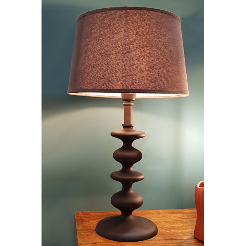 Lampe à poser en aluminium noir mat et lin – H54,5 cm | Deco-Delight.com