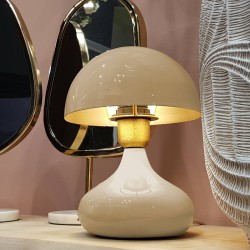 Lampe à poser crème en céramique et métal H24 cm