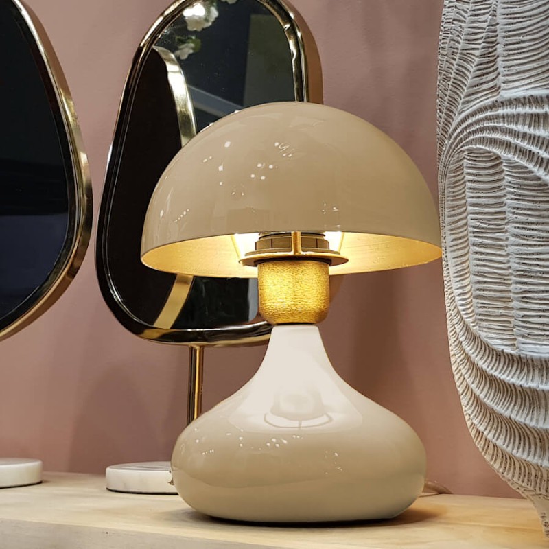 Lampe à poser crème en céramique et métal H24 cm