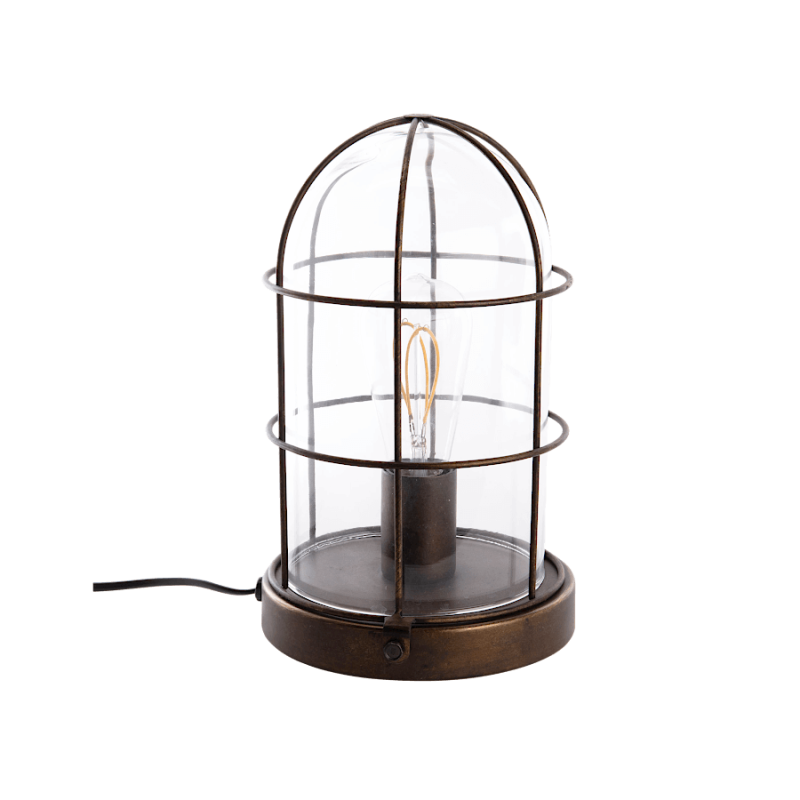 Lampe à poser industrielle métal et verre H30cm