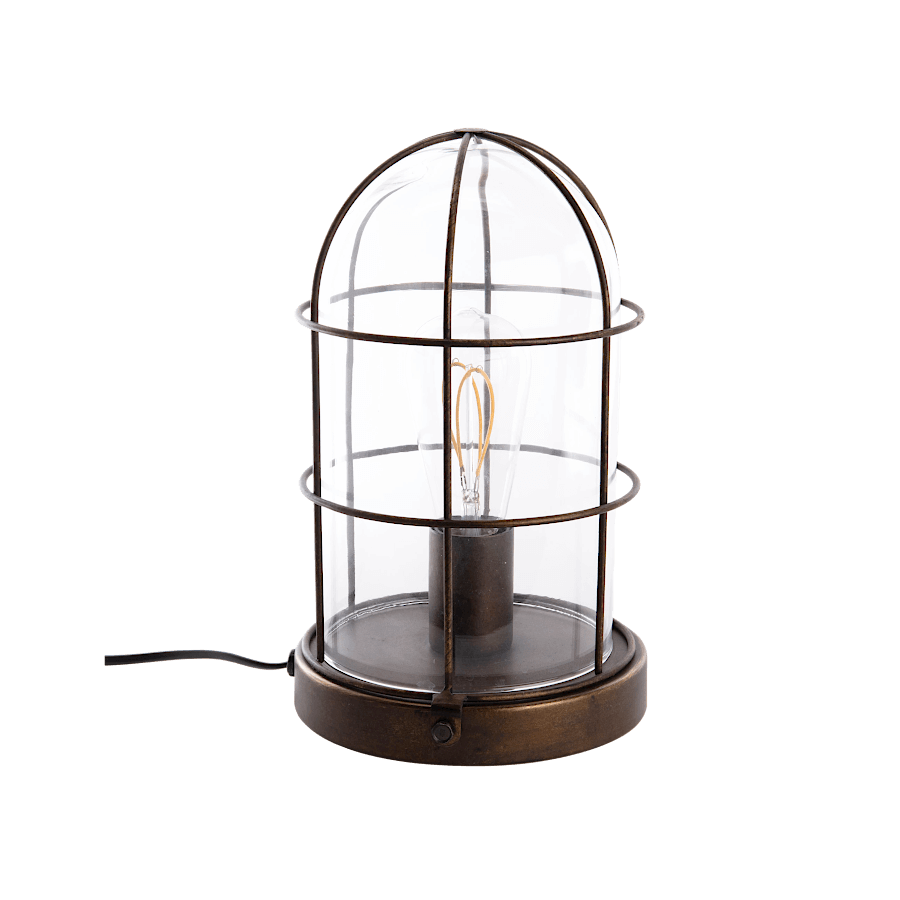 Lampe à poser industrielle métal et verre H30cm