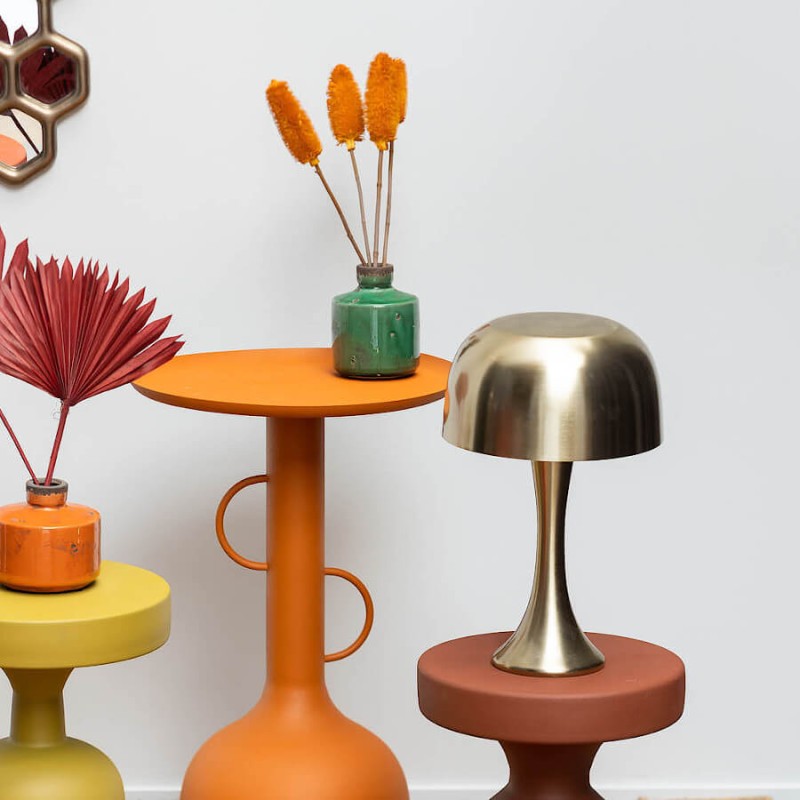 Lampe champignon en métal doré H42 cm Design rétro chic