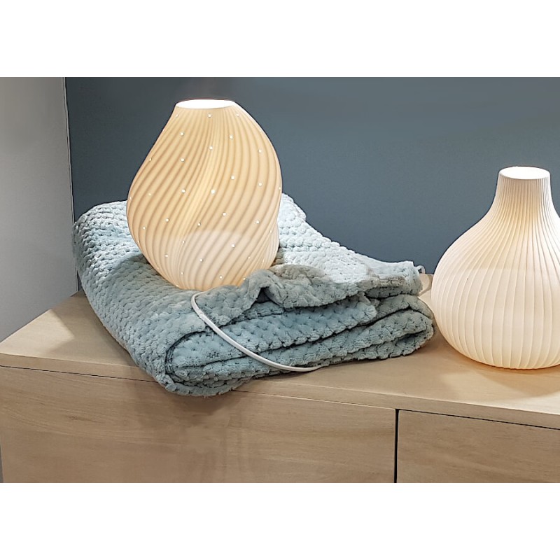 Lampe à poser porcelaine blanche lumineuse H23 cm | Deco-Delight.com