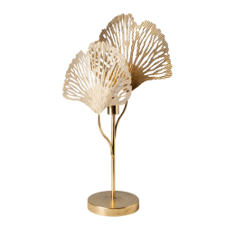 Lampe en métal doré ajouré Feuilles de ginkgo H75 cm