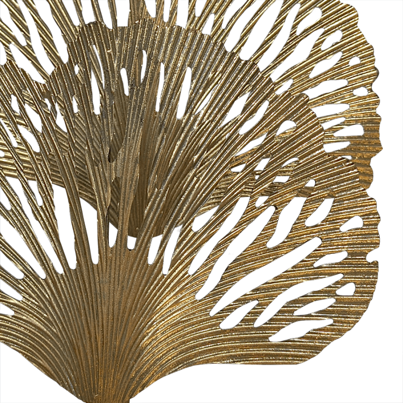 Lampe en métal doré ajouré Feuilles de ginkgo H75cm | Deco-Delight.com