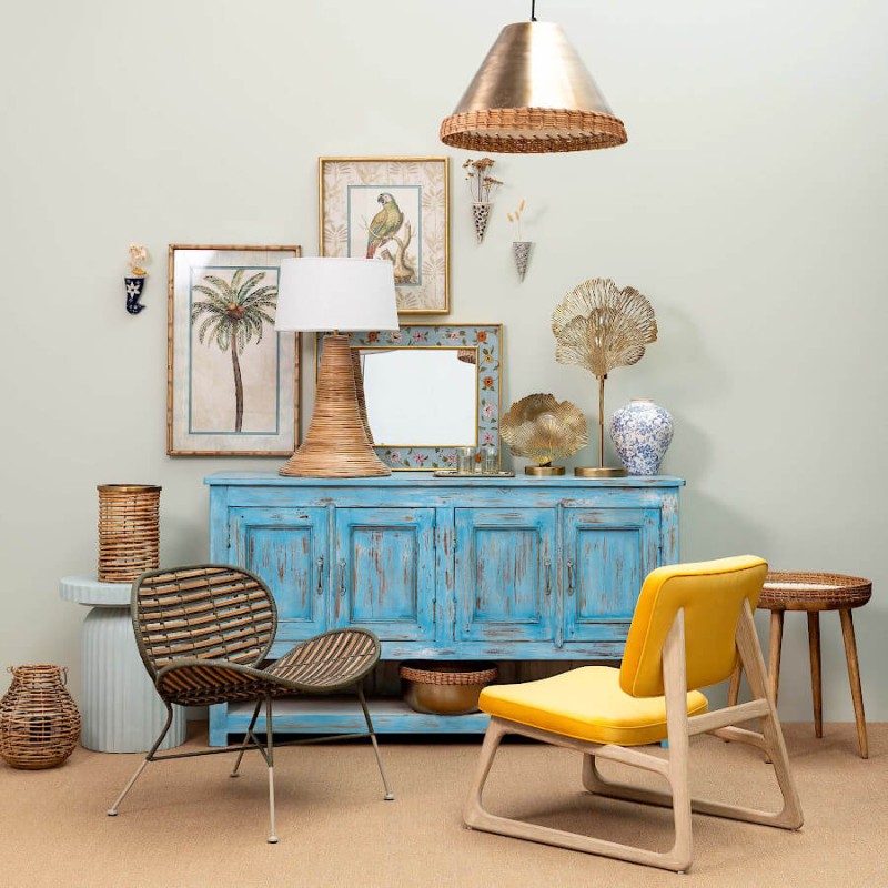 Lampe en métal doré ajouré Feuilles de ginkgo H75cm | Deco-Delight.com