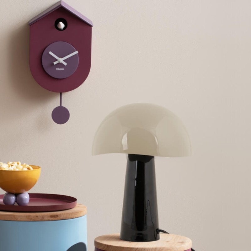 Lampe métal Champignon abat-jour à ondulations H33 cm