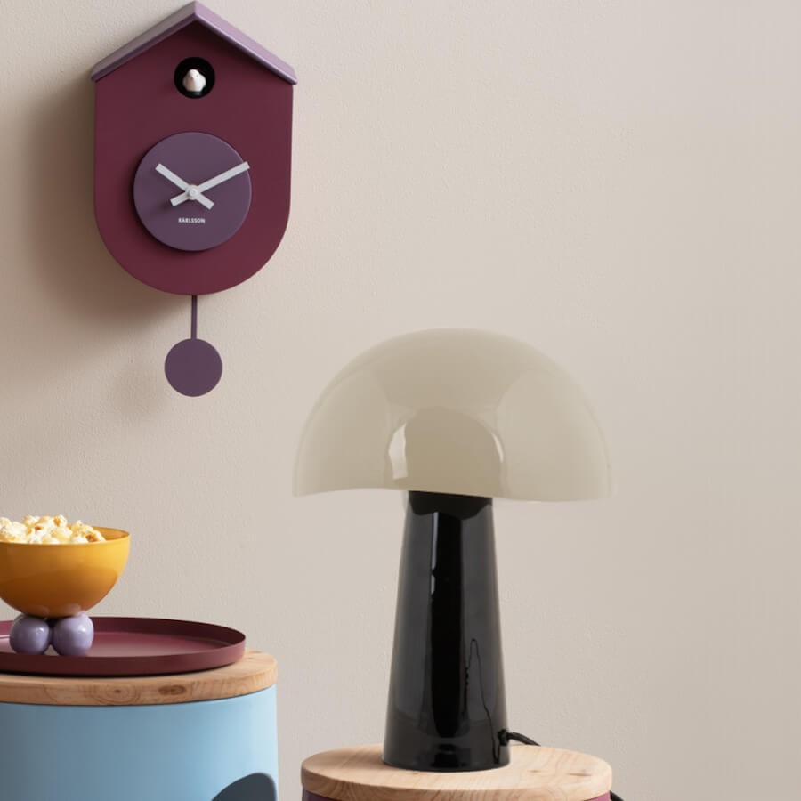 Lampe métal Champignon abat-jour à ondulations H33 cm