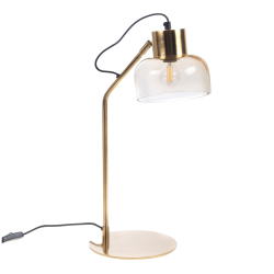 Lampe de bureau métal doré et verre ambré H54 cm