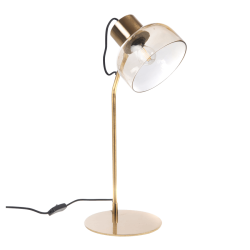 Lampe de bureau métal doré et verre ambré H54 cm