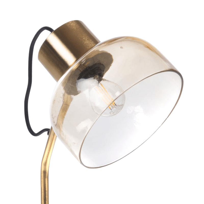Lampe de bureau métal doré et verre ambré H54 cm