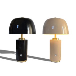 Lampe nomade LED laiton et métal émaillé H30 cm