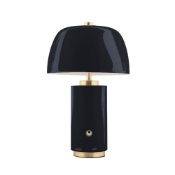Petite lampe à poser noire et laiton, chic et contemporaine.