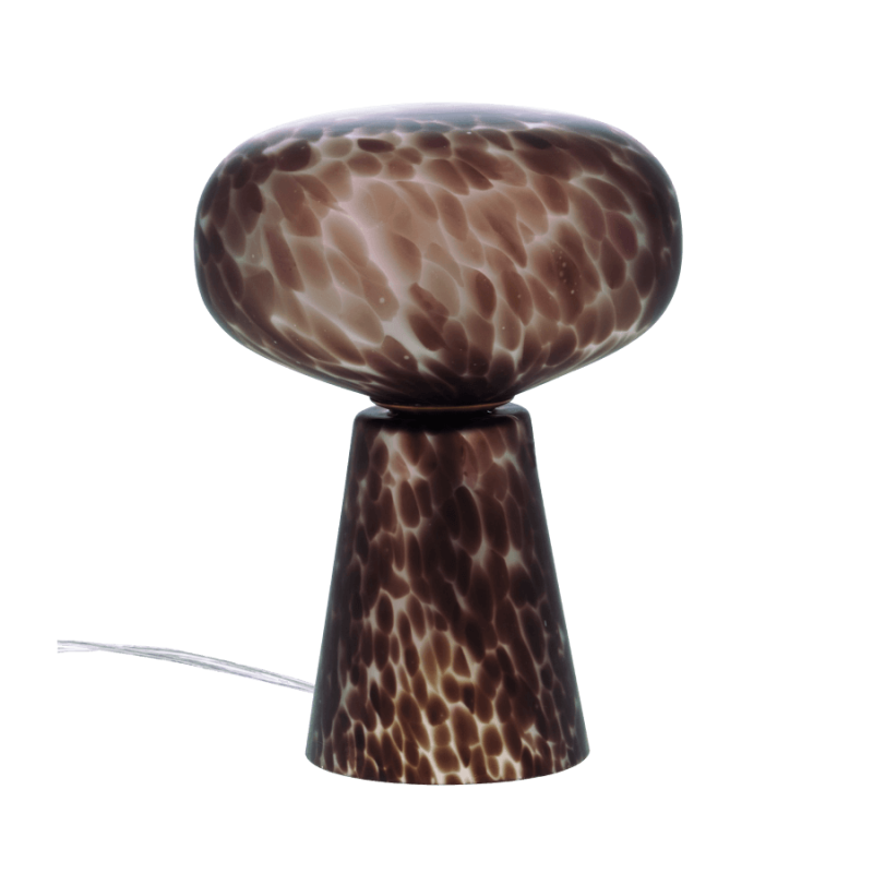 Lampe à poser Champignon en verre marron moucheté.