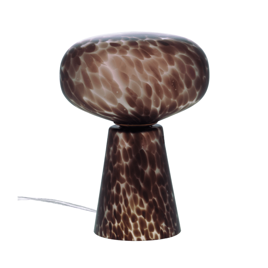 Lampe à poser Champignon en verre marron moucheté.